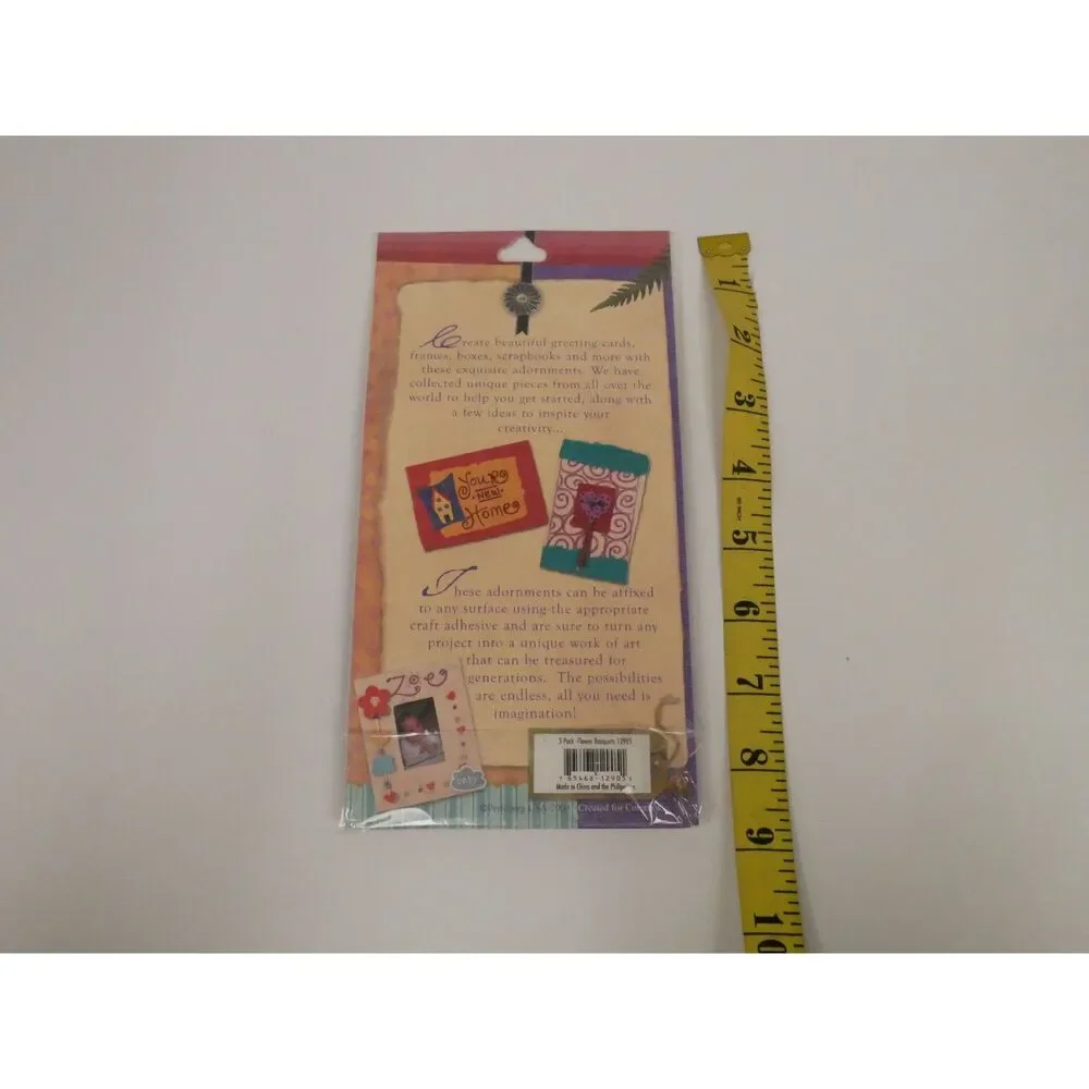 Handmade Creations Flower Bouquet Craft Embellishments 3 Pack NOS Sealed